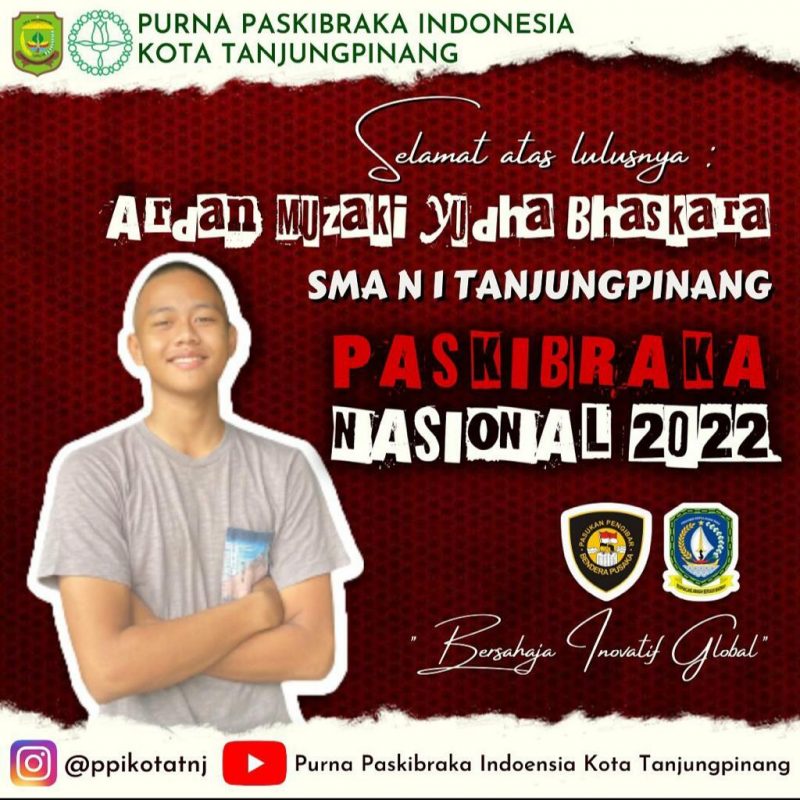 Ardan, Pelajar asal Tanjungpinang yang lolos seleksi Paskibraka Nasional di Jakarta tahun 2022. ist