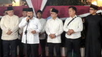 Presiden terpilih, Prabowo Subianto menyampaikan pidato pertamanya usai ditetapkan KPU pusat sebagai pemenang Pilpres 2024. foto net